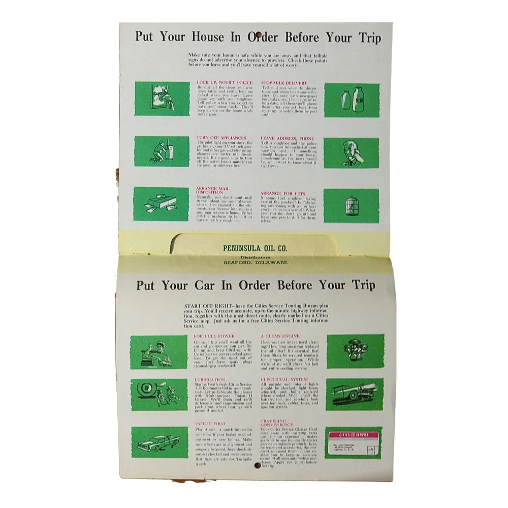 1958 Peninsula Oil Seaford Delaware Cities Service Calendar Unused Vintage